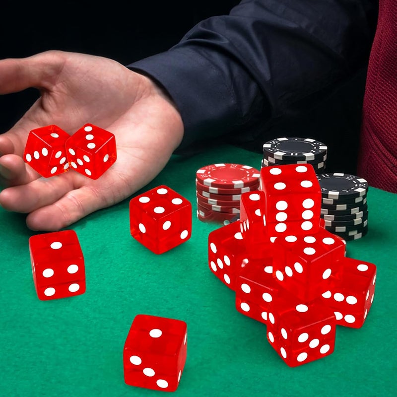 Abilat 12 Pieces 19mm Casino Dice Set Acrylic 6 Sided Game Dices Translucent Square Corner Dice for Casino Vegas Theme Birthday Party Supplies Board Games Table Games (Red) - Image 5